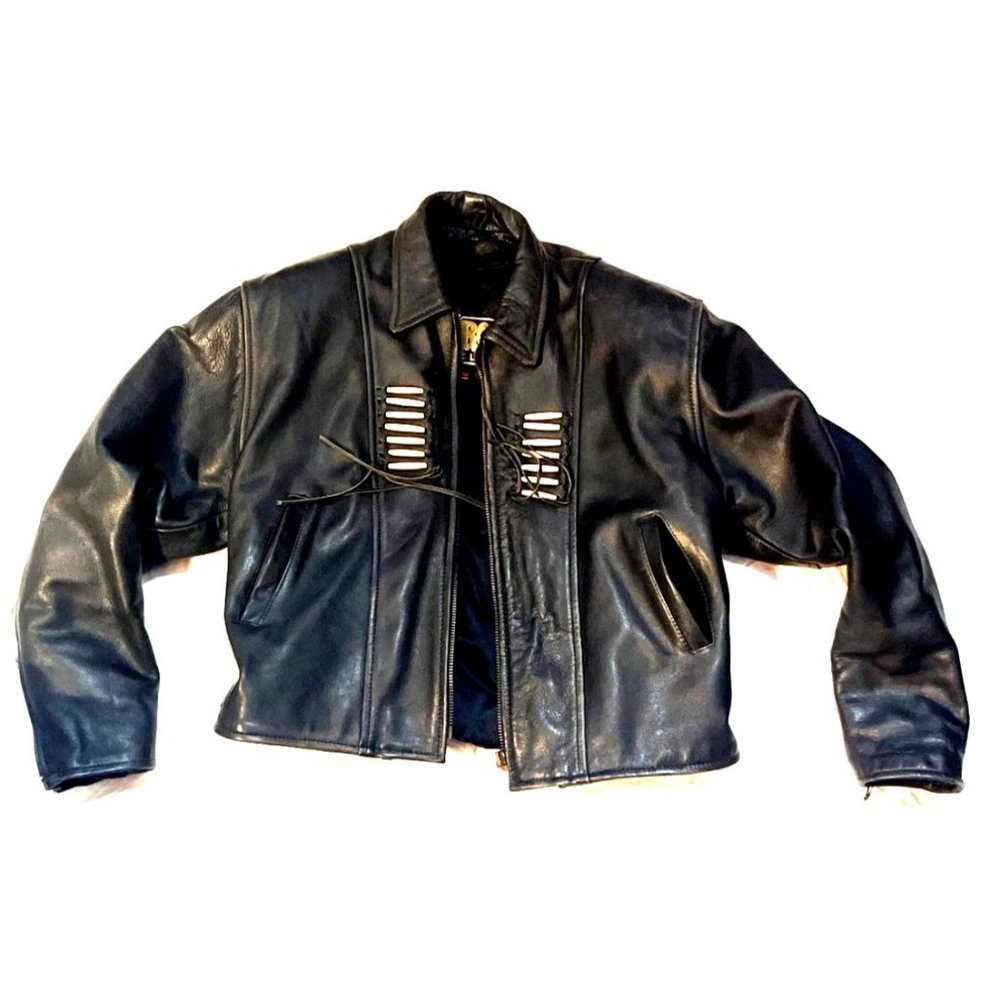 Vintage Genuine Leather Jacket Thinsulate Lining Beaded Fringes Native Western